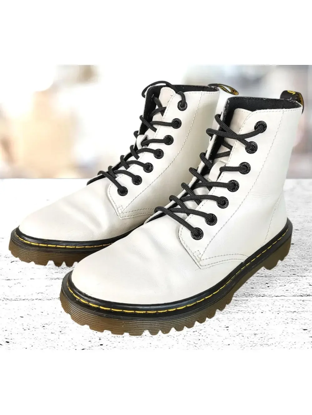 Dr. Martens Luana Combat Boots White Leather Lace Up Women's Size US 9L